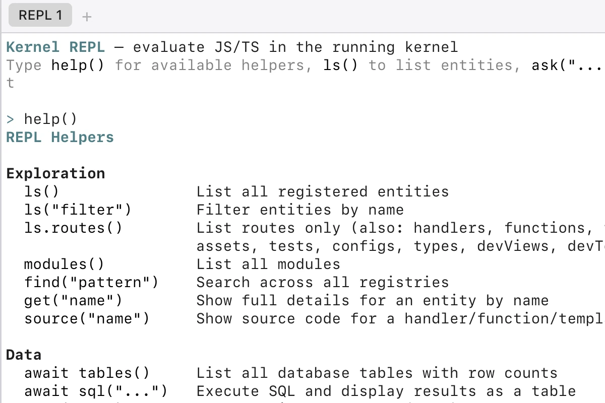 Tide · REPL: evaluate code inside the running kernel