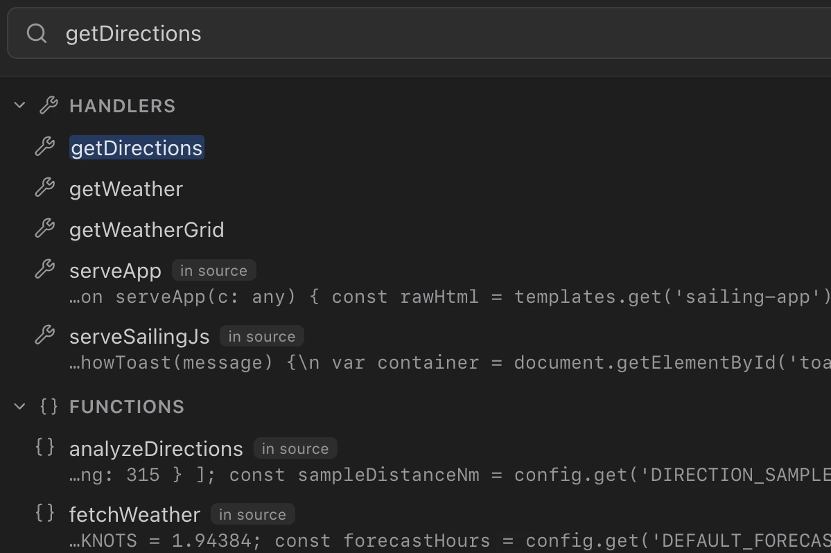 Tide · Search & Git: find anything, then commit and push